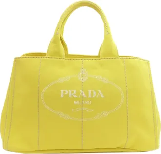 Prada Canapa Yellow Canvas Tote Bag (Pre-Owned)