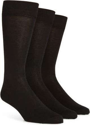 Lorenzo Uomo Assorted 3-Pack Cotton Blend Dress Socks in Black at Nordstrom Rack