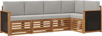 vidaXL Conjunto De Sof&aacute;s De Exterior 4 Uds. Natural Y Gris Claro Vidaxl