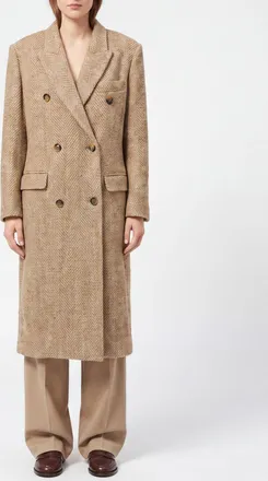 Isabel Marant Pilda Long Double-Breasted Wool-Blend Coat