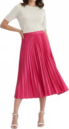 Entro Pleated Midi Skirt In Pretty In Pink