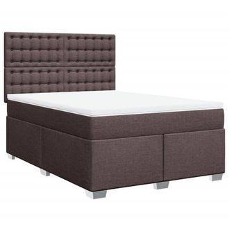vidaXL Vidaxl - Cama Box Spring Con Colch&oacute;n Tela Marr&oacute;n Oscuro 140x200 Cm