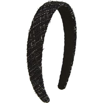 Tasha Padded Metallic Tweed Headband in Black at Nordstrom