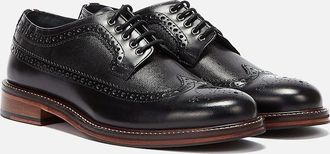 Ben Sherman Mens Ben Sherman Archie Brogue Leather Mens Black Lace-Up Shoes - Size: 9