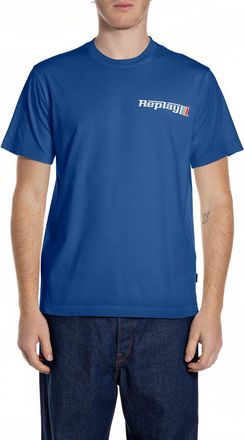Replay T-Shirt REPLAY, Herren, Gr. XXL, royal blau, Jersey, Obermaterial: 100% Baumwolle, bedruckt, regular fit h&uuml;ftlang, Rundhals, abgesteppte Kante, Shirts