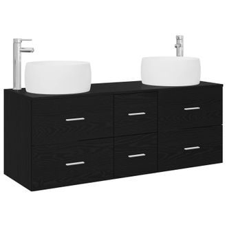 vidaXL Juego De Muebles De Ba&ntilde;o 3 Uds. Negro 49,5 X 44,5 X 66 Cm Vidaxl
