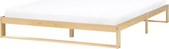 Beliani Cama Con Somier Estilo Minimalista De Madera De Pino 180 X 200 Cm Sin Cabecero Marr&oacute;n Claro Talairan