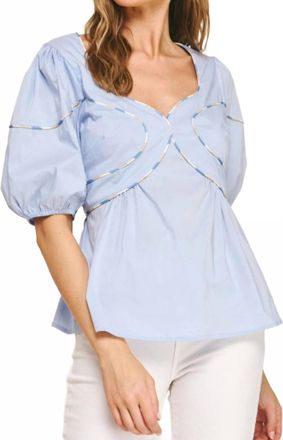 Liv Puff Sleeve Blouse In Blue