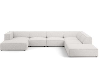 BLOOMINGLOFT 7-Sitzer Design Panorama Sofa Ardenal mit langer Seite rechts, Chenille-Bezug