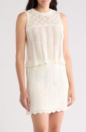 By Design Sofia Crochet Sleeveless Sweater in Gardenia at Nordstrom Rack, Size Large