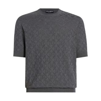 Dolce & Gabbana Round-neck Knitwear, male, Gray, Size: 2XL Stylish Knit Sweater