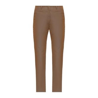 Alexander McQueen Katoenen broek met kreukelige voorkant - Dames - Broeken - Bruin - Maat: XS Katoen