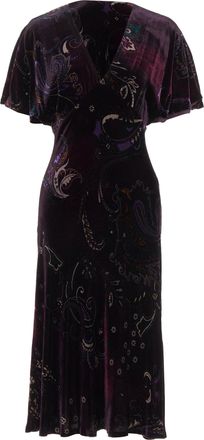 Ralph Lauren Black Label Vintage dark purple velvet paisley floral dress US8 L