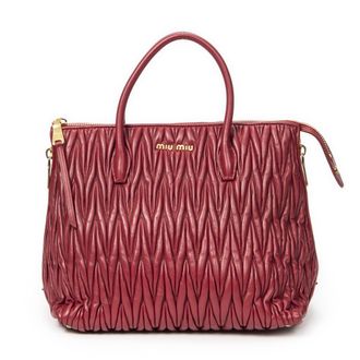 Miu Miu Pre-owned Womens Convertible Side Zip Tote Shoulder Bag - Red - One Size