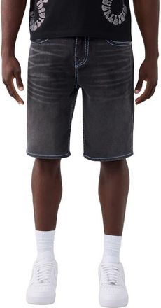 True Religion Bobby Flap Big T Denim Shorts in Deep Silence Black Wash at Nordstrom, Size 30