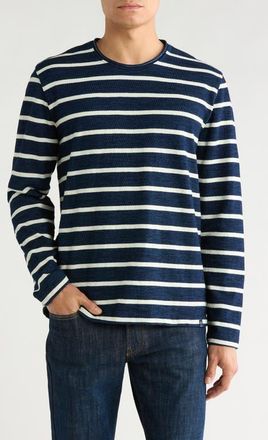 AG - Adriano Goldschmied Danny Stripe Long Sleeve Top in Navy/natural Stripe at Nordstrom, Size Xx-Large