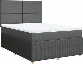 vidaXL Cama Box Spring Con Colch&oacute;n Tela Gris Oscuro 140x190 Cm Vidaxl