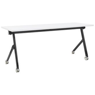 Beliani Beliani - Escritorio Rectangular Moderno Plegable Con Ruedas Mesa M&oacute;vil Port&aacute;til Estructura Met&aacute;lica 180 X 60 Cm Blanco Y Negro Bendi
