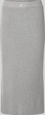 Karo Kauer Strickrock mit Label-Patch und elastischem Bund in Hellgrau, Gr&ouml;&szlig;e XL