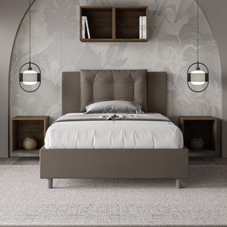 Les Tendances Les Tendances - Letto Una Piazza E Mezza Con Rete Imbottito 120x210 Similpelle Cappuccino Annalisa