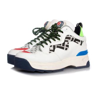 Fendi Pre-owned Womens White leather T REX sneakers - Multicolour - Size 38.5 EU/IT