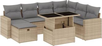 vidaXL Set De Sof&aacute;s De Jard&iacute;n Y Cojines 8 Piezas Rat&aacute;n Sint&eacute;tico Beige Vidaxl