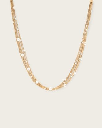 AllSaints Brass Rae Multi Chain Necklace, Size: One Size