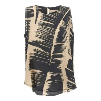 Kaos Sleeveless Tops, female, Multicolor, Size: S Printed Round-Neck Top with Back Keyhole