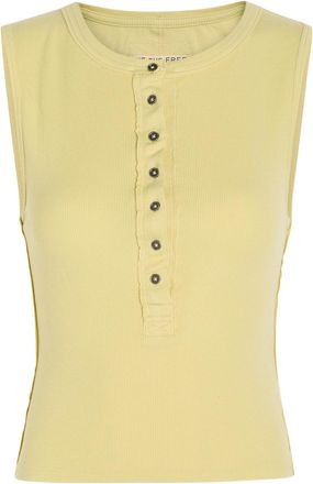 Free People Jamie Ribbed Stretch-cotton Tank top - Yellow - L (UK16-UK18 / L)