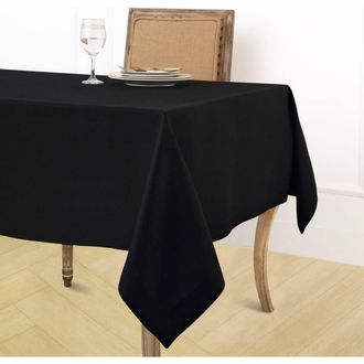 Solino Home Linen Tablecloth for Dining Table, Holiday and Everyday Dining Table Decor - Fete in Black at Nordstrom, Size Xx-Large