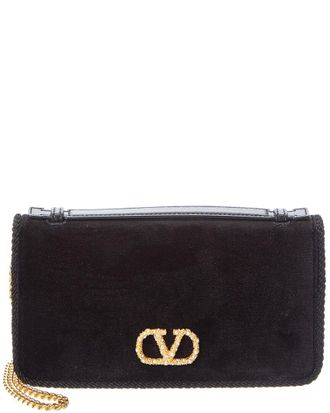 Valentino Vlogo Signature Velvet Wallet On Chain