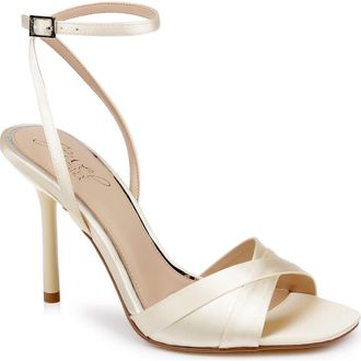 Badgley Mischka Parisa Ankle Strap Sandal in Lemon Satin at Nordstrom, Size 9.5