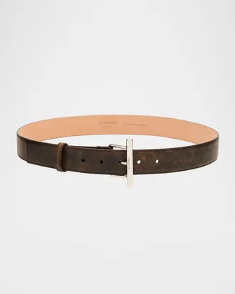Alexander McQueen T-Bar Skinny Leather Belt