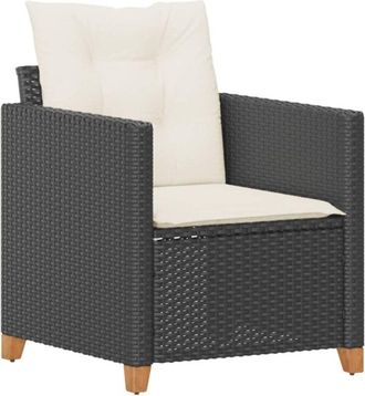 vidaXL Silla De Jard&iacute;n Con Cojines Rat&aacute;n Sint&eacute;tico Negro Vidaxl