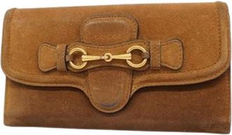 Gucci Pre-owned Wallets, female, Brown, Size: ONE SIZE Pre-owned Suede Wallet