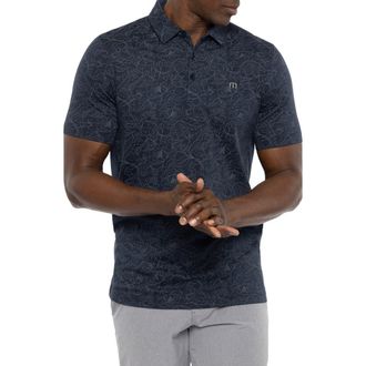 Travis Mathew Monstera Print Piqu&eacute; Polo in Total Eclipse at Nordstrom Rack, Size Small