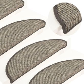Berkfield Home Stair Mats Self-adhesive 15 pcs 56x17x3 cm Beige & Grey | Size: Medium