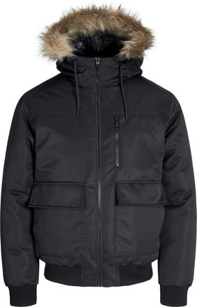 Jack & Jones Bomberjacke JACK & JONES JJCHARLIE DETACHABLE FAUX FUR BOMBER, Herren, Gr. XXL, schwarz, Web, Obermaterial: 100% Polyester, unifarben, regular fit, Ja