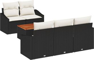 vidaXL Garden Sofa Set 6 pcs Black, white Vidaxl