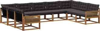 vidaXL Conjunto De Sof&aacute;s De Exterior 9 Uds. Natural Y Negro Vidaxl