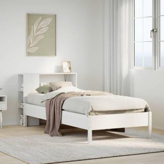 vidaXL Cama Con Estanter&iacute;a Sin Colch&oacute;n Madera Maciza Blanca 75x190 Cm Vidaxl