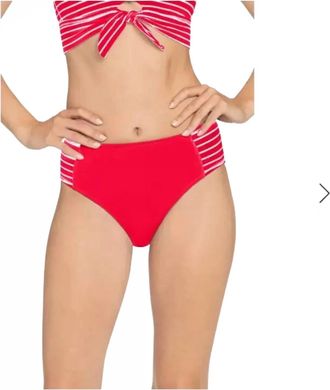 Robin Piccone Sailor High Waist Bikini Bottom In Fiery Red