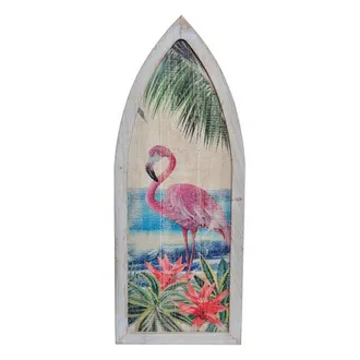DKD Home Decor Fh-deco Dkd Home Decor Madera Flamenco Rosa Tropical