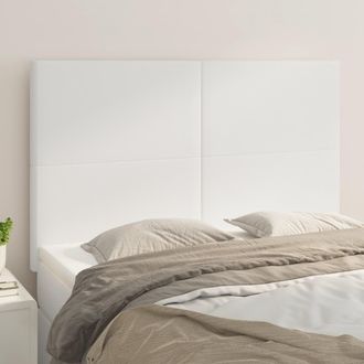 vidaXL Cabeceros 4 Unidades Cuero Sint&eacute;tico Blanco 72x5x78/88 Cm Vidaxl
