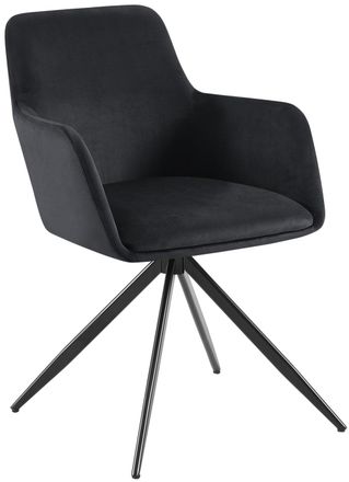 Clp Silla de comedor con reposabrazos en terciopelo negro