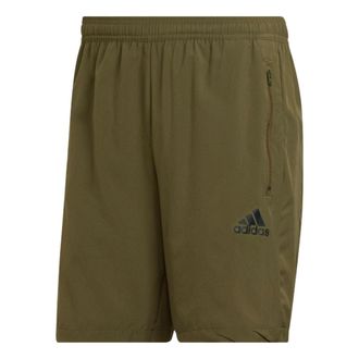 adidas Mens adidas Solid Color Logo Sports Gym Shorts Olive Green HC6856