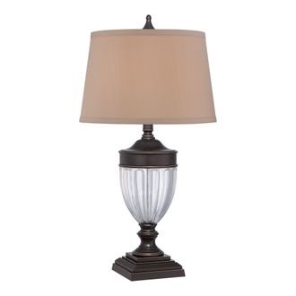Netlighting Dennison 1 Light Table Lamp Palladian Bronze E27 in Brown