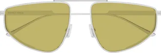 Bottega Veneta BV1466S 64mm Geometric Aviator Sunglasses in Silver at Nordstrom
