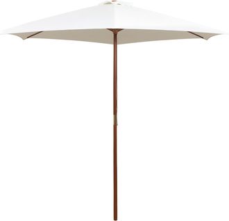 vidaXL Sombrilla Con Palo De Madera Blanco Crema 270x270 Cm Vidaxl