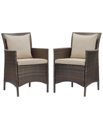 ModWay Conduit Set Of 2 Outdoor Patio Wicker Rattan Dining Armchairs